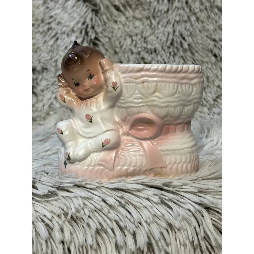 Vintage Rubens 1960's Originals Japan Baby Girl‎ Boot Planter Pink White